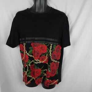 Guess Los Angeles Chain Roses Shirt Size XL